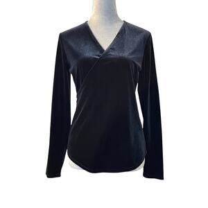 Sundance Blouse Womens Small Black Velvet Surplus Minimalist Witchy Goth Stretch